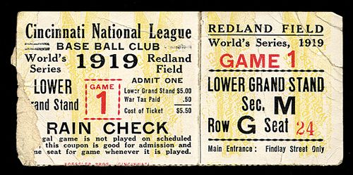 1919 World Series Ticket Game 1